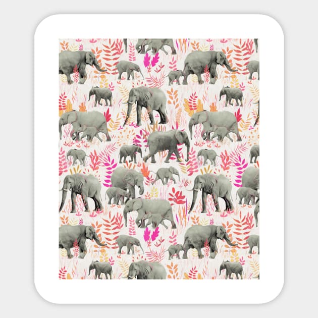 Sweet Elephants in Pink, Orange and Cream Sticker by micklyn